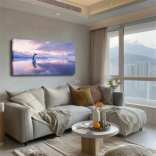Minimalist Winter Penguin Wall Art Canvas Office Home Room Framed 120x60cm