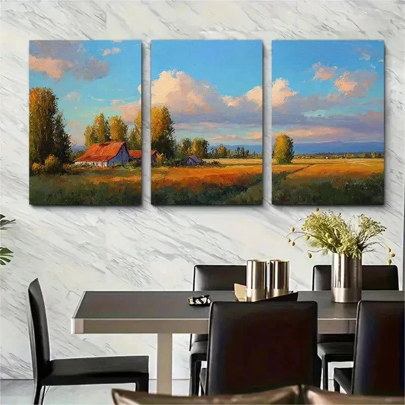 3pcs Vintage Landscape Sunset Perfect Wall Art Set Canvas Framed 50x70cm - High Quality Print 100% Australian Made Wall Canvas Ready to Hang
