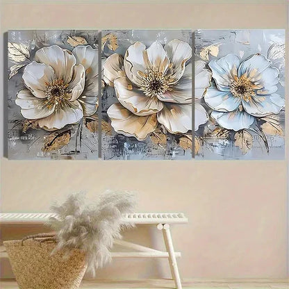 3pcs Delicate Flower Wall Art Set Canvas Unframed - High Quality Print 100% Australian Made Wall Canvas - Bella Home Decor