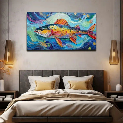 Living Fish Nature Wall Art Canvas Office Home Room Framed 120x60cm