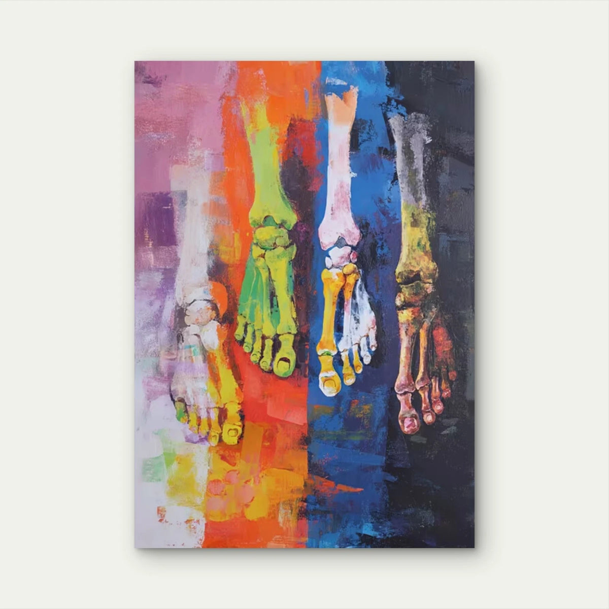 Vibrant Abstract Skeleton Hands Metal Print Ready to Hang