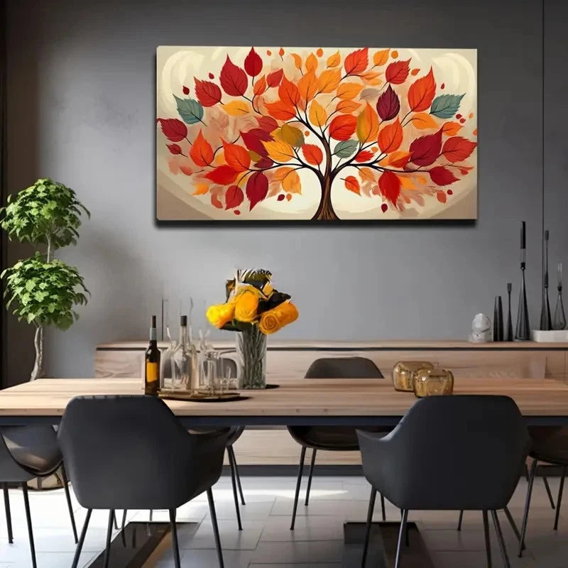 Vibrant Autumn Tree Wall Art Canvas Office Home Room Framed 120x60cm