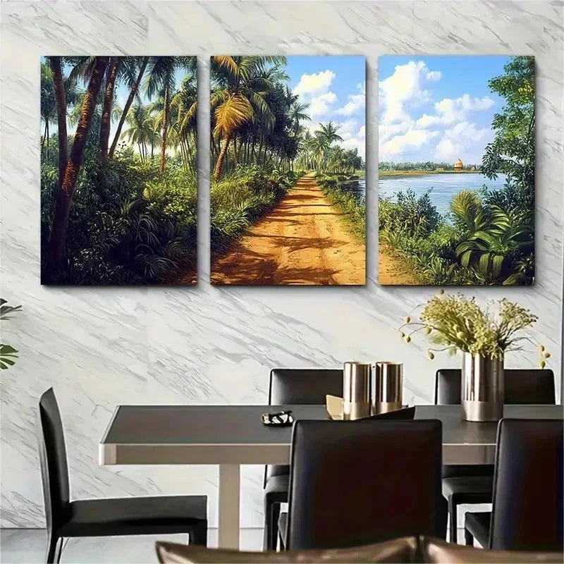 3pcs Botanical Detailed Vibrant Serene Perfect Wall Art Set Canvas Framed 50x70cm - High Quality Print 100% Australian Made Wall Canvas Ready to Hang - Bella Home Decor