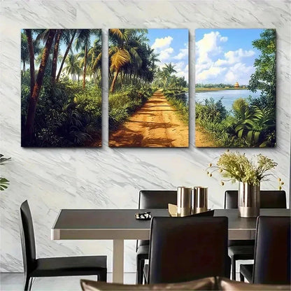 3pcs Botanical Detailed Vibrant Serene Perfect Wall Art Set Canvas Framed 50x70cm - High Quality Print 100% Australian Made Wall Canvas Ready to Hang - Bella Home Decor