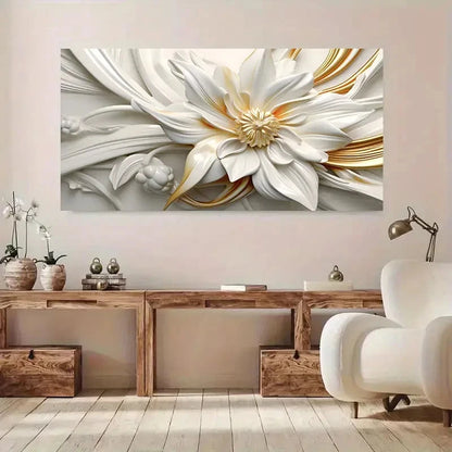White Flowers Three-Dimensional Wall Art Canvas Office Home Room Framed 120x60cm