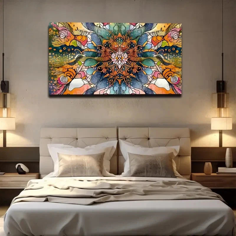 Mandala Vibrant Abstract Wall Art Canvas Office Home Room Framed 120x60cm