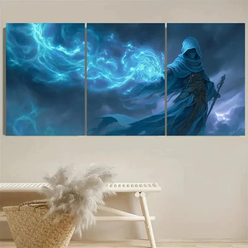 3pcs Celestial Wizard Fantasy Mage Art Wall Art Set Canvas Framed 50x70cm - High Quality Print 100% Australian Made Wall Canvas Ready to Hang - Bella Home Decor