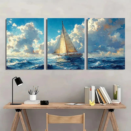 3pcs Vibrant Florida Seascape Nautical Metal Print Ready to Hang Art