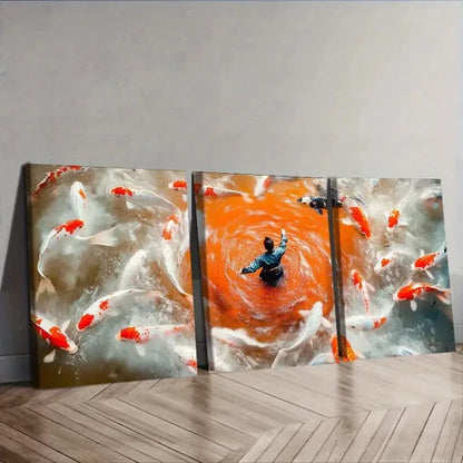 3pcs Fisherman Koi Painting Wall Art Set Wall Art Canvas Unframed – High Quality Print 100% Australian Made Wall Canvas