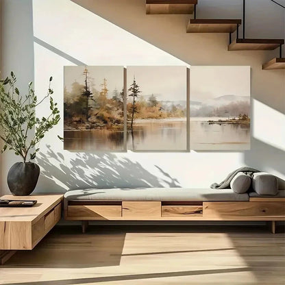 3pcs Beautiful Moody Landscape Neutral Design Metal Print Ready to Hang Art - Bella Home Decor