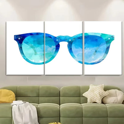 3pcs Watercolor Fashion Glasses Metal Print Ready to Hang Art