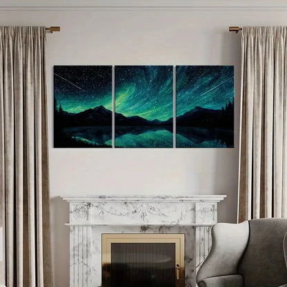 3pcs Starry Night Sky Mountain Landscape Metal Print Ready to Hang Art