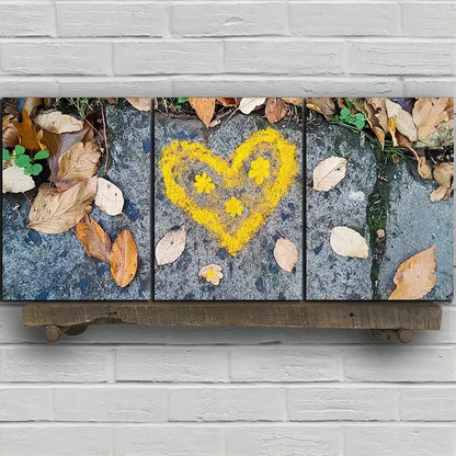 3pcs Love Made of Brown Leaves Metal Print Ready to Hang Art - Bella Home Decor
