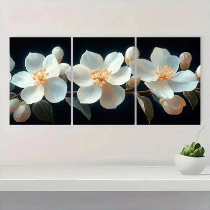 3pcs Featuring Lush Green Leaves and Delicate Metal Print Ready to Hang Art - Bella Home Decor