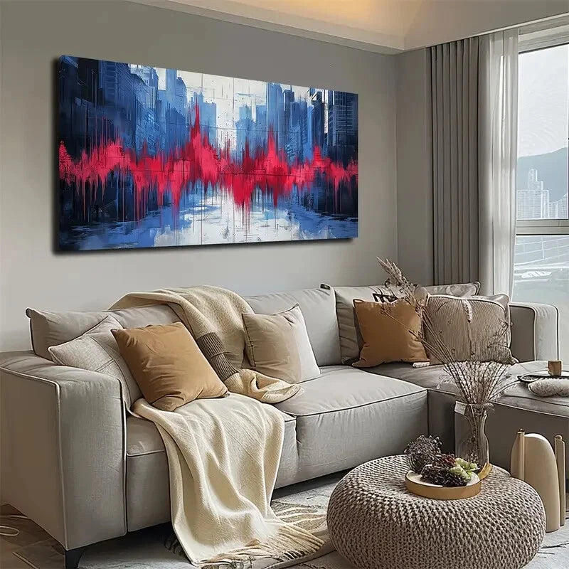 Blurred City Skylines Wall Art canvas office home room framed 120x60cm - Bella Home Decor