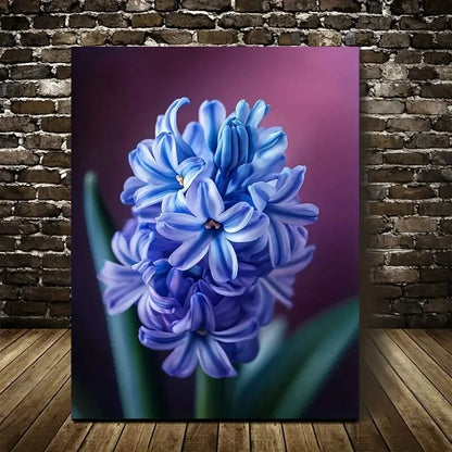 Beautiful Vibrant Blue Hyacinth Painting 40x60cm Metal Print Ready to Hang - Bella Home Decor
