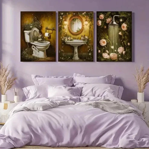 3pcs Minimalist Botanica Vintage Style Wall Art Canvas Unframed - High Quality Print 100% Australian Made Wall Canvas