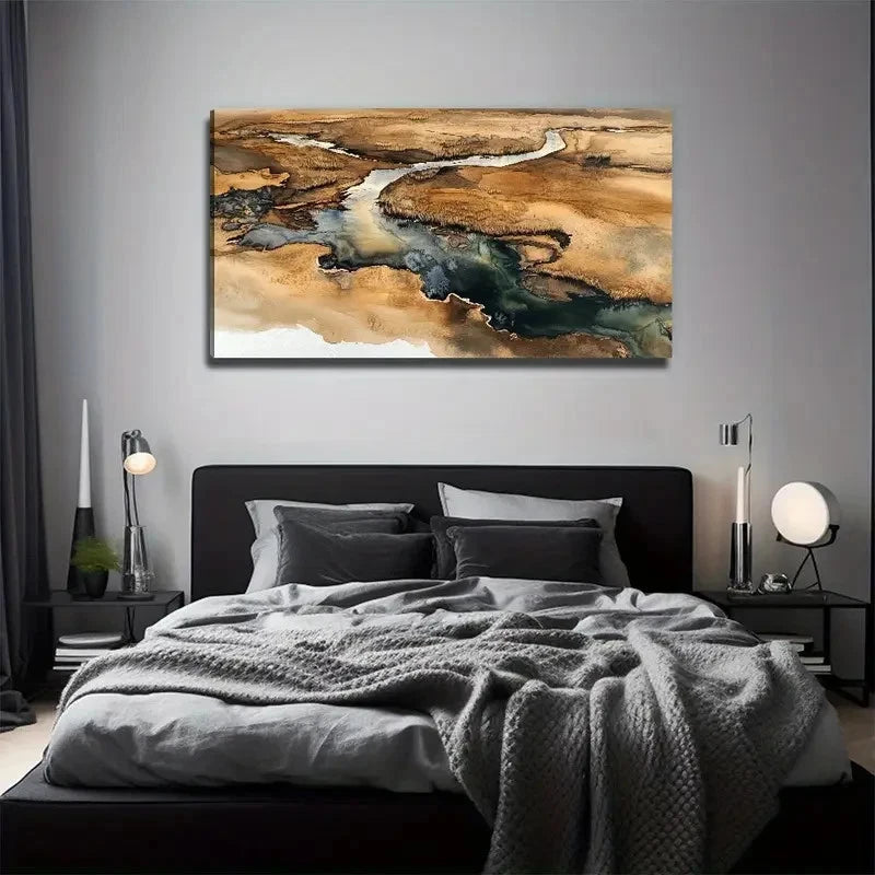 Winding River Perfect Wall Art Canvas Office Home Room Framed 120x60cm