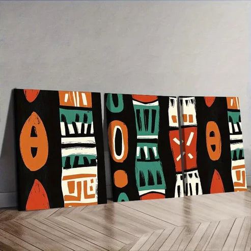 3pcs African patterns Shapes Colors Designs Wall Art Set Canvas Unframed - High Quality Print 100% Australian Made Wall Canvas - Bella Home Decor