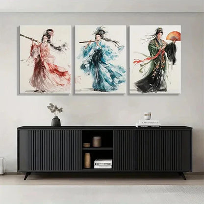 3pcs Traditional Women Elegant Flown Perfect Wall Art Set Canvas Unframed - High Quality Print 100% Australian Made Wall Canvas