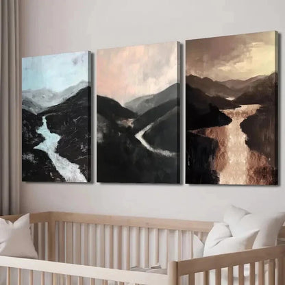 3pcs Tranquil Valley Landscapes with Waterfalls Wall Art Set Canvas Framed 40x60cm - High Quality Print 100% Australian Made Wall Canvas Ready to Hang
