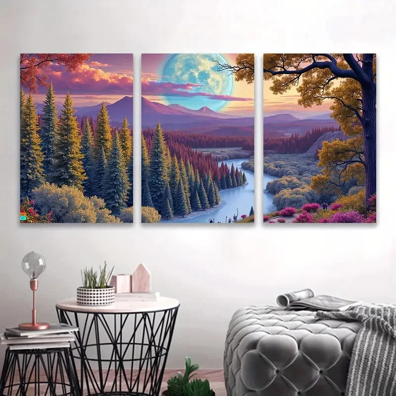 3pcs Scenic Landscape Painting Wall Art Set Canvas Framed 50x70cm - High Quality Print 100% Australian Made Wall Canvas Ready to Hang