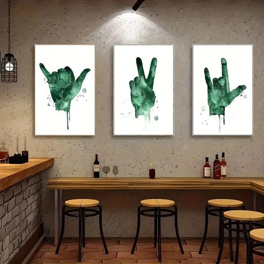 3pcs Sign Language Poster Minimalist Art Metal Print Ready to Hang Art
