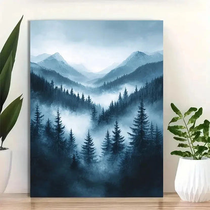Beautiful Snowy Winter Forest Frosty Painting 40x60cm Metal Print Ready to Hang