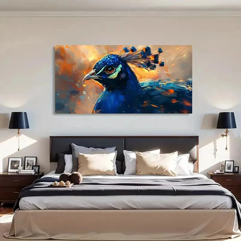 Peacock Artistic Feather Décor Wall Art Canvas Office Home Room Framed 120x60cm - Bella Home Decor