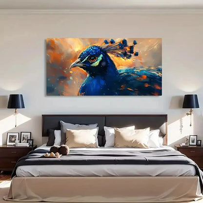 Peacock Artistic Feather Décor Wall Art Canvas Office Home Room Framed 120x60cm - Bella Home Decor