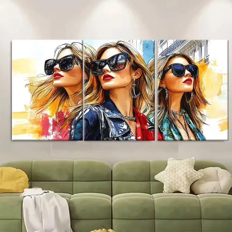3pcs Stylish Paris Fashion Illustration Metal Print Ready to Hang Art