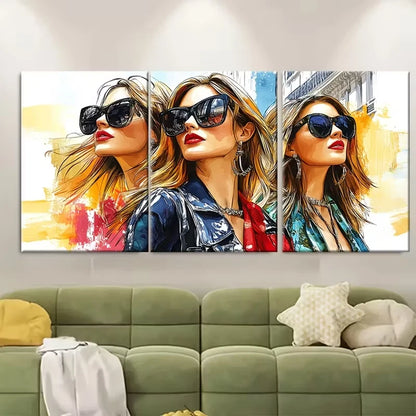 3pcs Stylish Paris Fashion Illustration Metal Print Ready to Hang Art