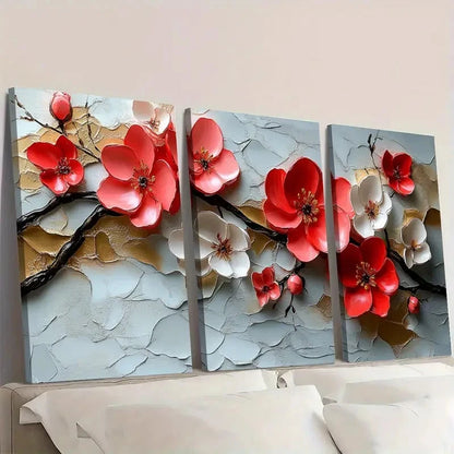3pcs Blossom Painting Texture Floral  TF   Wall Art Set Canvas Framed 50x70cm - High Quality Print 100% Australian Made Wall Canvas Ready to Hang - Bella Home Decor