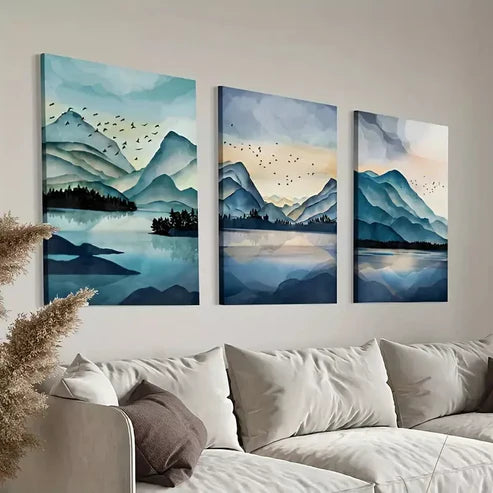 3pcs Abstract Mountain Canvas Framed 60x90cm - High Quality Print 100% Australian Made Wall Canvas Ready to Hang - Bella Home Decor