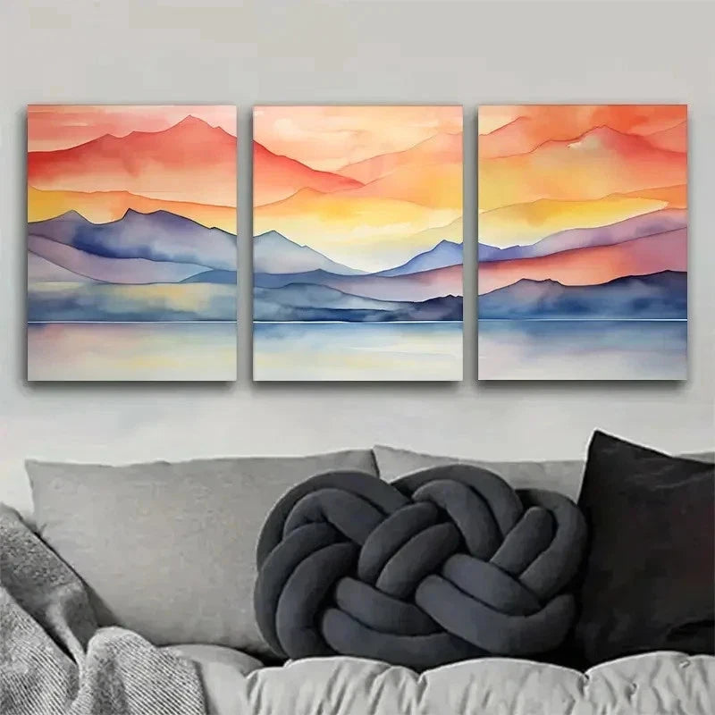 3pcs Vibrant Mountain & Lake Design Wall Art Set Canvas Framed 50x70cm - High Quality Print 100% Australian Made Wall Canvas Ready to Hang