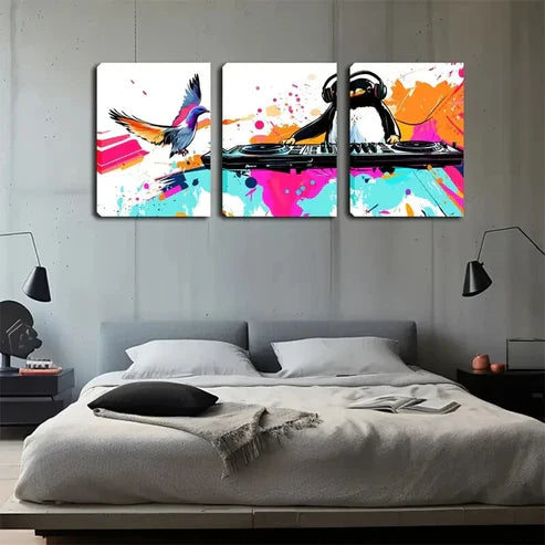 3pcs Animal Music Writer Children's Fun Style Wall Art Canvas Unframed - High Quality Print 100% Australian Made Wall Canvas - Bella Home Decor