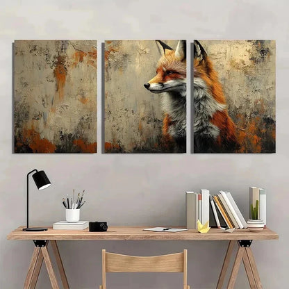 3pcs Vintage Fox Realistic Animal Print Wall Art Set Canvas Framed 50x70cm - High Quality Print 100% Australian Made Wall Canvas Ready to Hang - Bella Home Decor