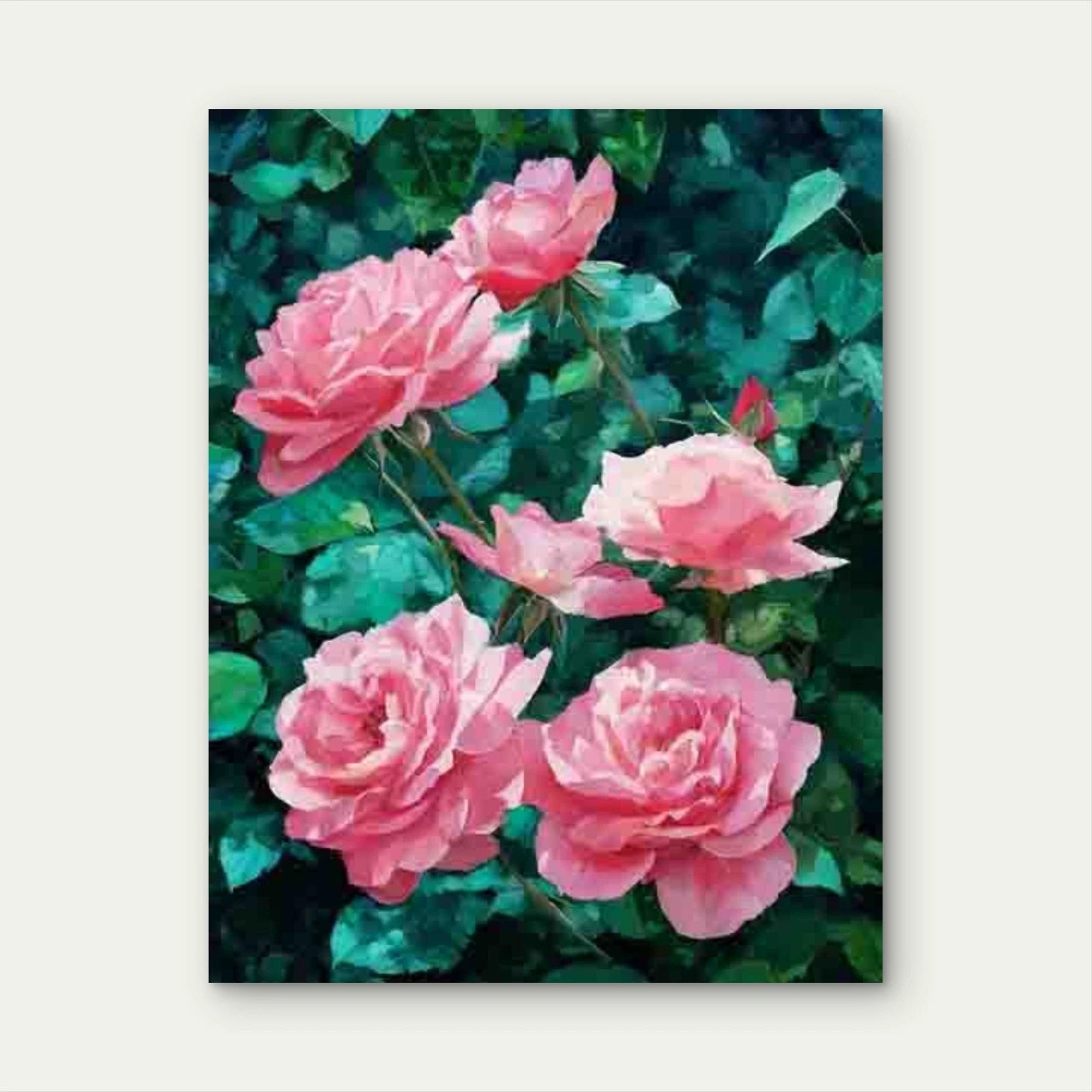 Oil Painting of a Rose Garden 60x90cm Metal Print Ready to Hang