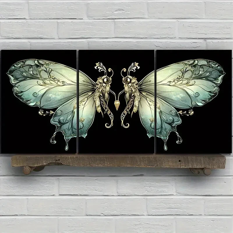 3pcs The on The Butterfly Branch Metal Print Ready to Hang Art - Bella Home Decor