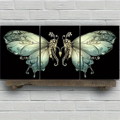 3pcs The on The Butterfly Branch Metal Print Ready to Hang Art - Bella Home Decor