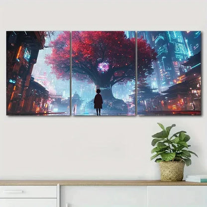 3pcs World Tree Nature Beautiful Color Perfect Wall Art Set Canvas Unframed - High Quality Print 100% Australian Made Wall Canvas