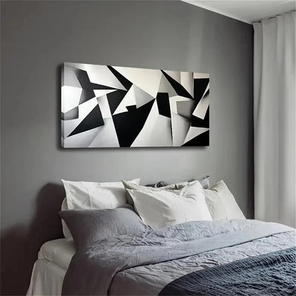 Black White & Gray Abstract Wall Art Canvas Office Home Room Framed 120x60cm - Bella Home Decor