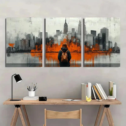 3pcs Vibrant Urban Skyline Design Tones Perfect Wall Art Canvas Unframed - High Quality Print 100% Australian Made Wall Canvas - Bella Home Decor
