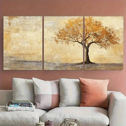 3pcs Textured Tree Nature Inspired Rustic Design Wall Art Set Canvas Framed 60x90cm - High Quality Print 100% Australian Made Wall Canvas Ready to Hang
