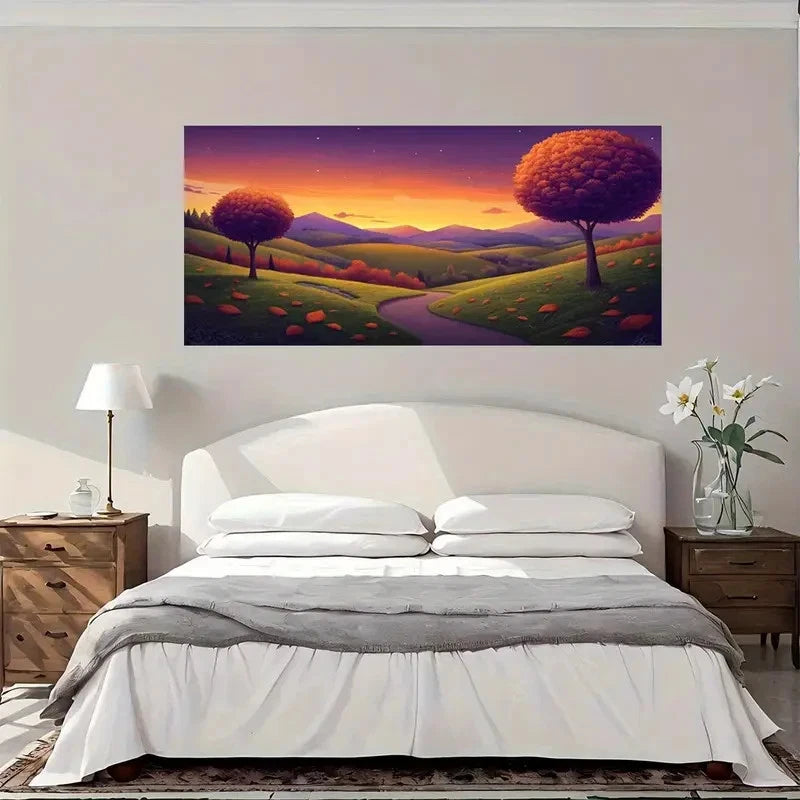 Rolling Hills Orange Trees Wall Art Canvas Office Home Room Framed 120x60cm