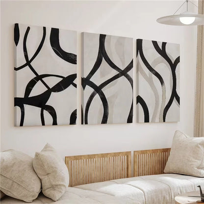 3pcs Minimalist Line Drawings Abstract Wall Art Set Canvas Framed 50x70cm – High Quality Print 100% Australian Made Wall Canvas Ready to Hang