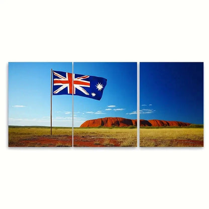 3pcs Lovers Flag Australia  Wall Art Set Canvas Framed 50x70cm - High Quality Print 100% Australian Made Wall Canvas Ready to Hang