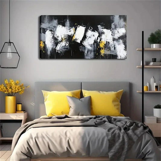 Yellow Minimalist Modern Wall Art Canvas Office Home Room Framed 120x60cm