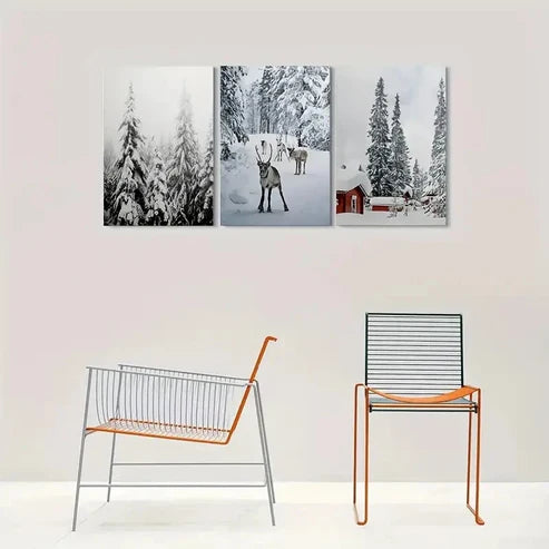 3pcs Wonderland Canvas Snowy Forest Perfect Wall Art Canvas Unframed - High Quality Print 100% Australian Made Wall Canvas