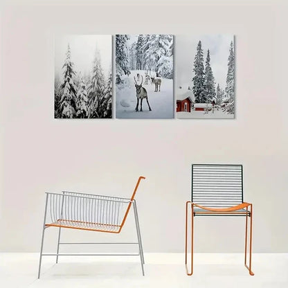 3pcs Wonderland Canvas Snowy Forest Perfect Wall Art Canvas Unframed - High Quality Print 100% Australian Made Wall Canvas